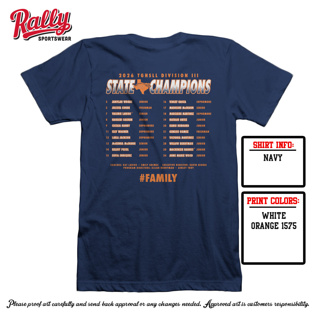 BPLSTATE26 - CHAMPIONS Tee Cotton - Navy