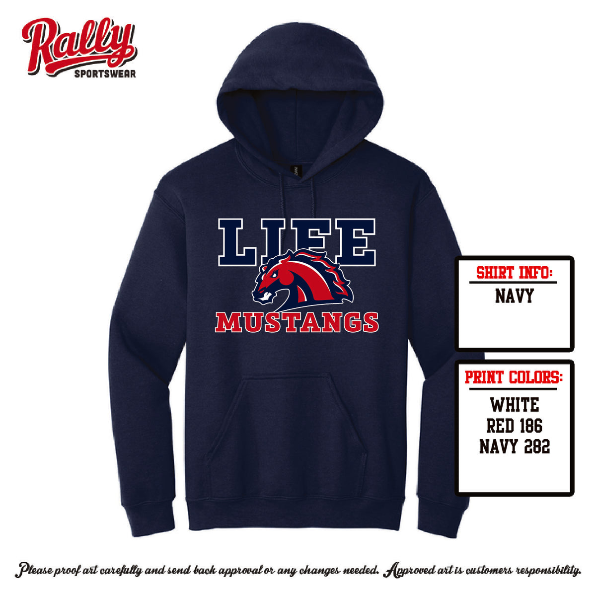 LMSW26 - Mustangs Navy Hoodie