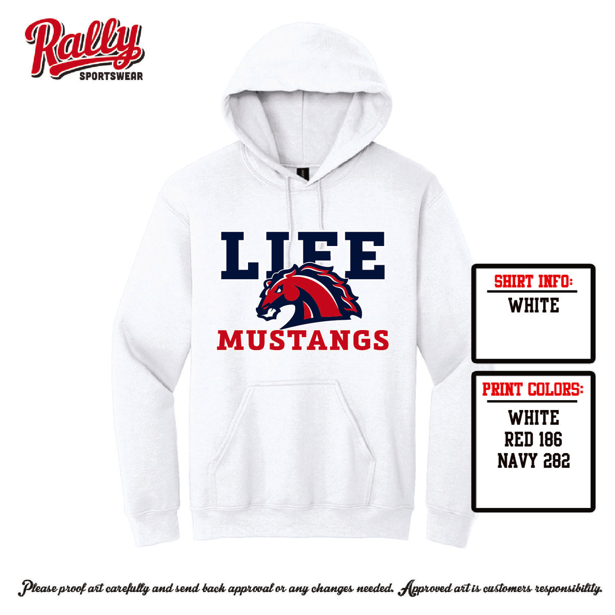 LMSW26 - Mustangs White Hoodie