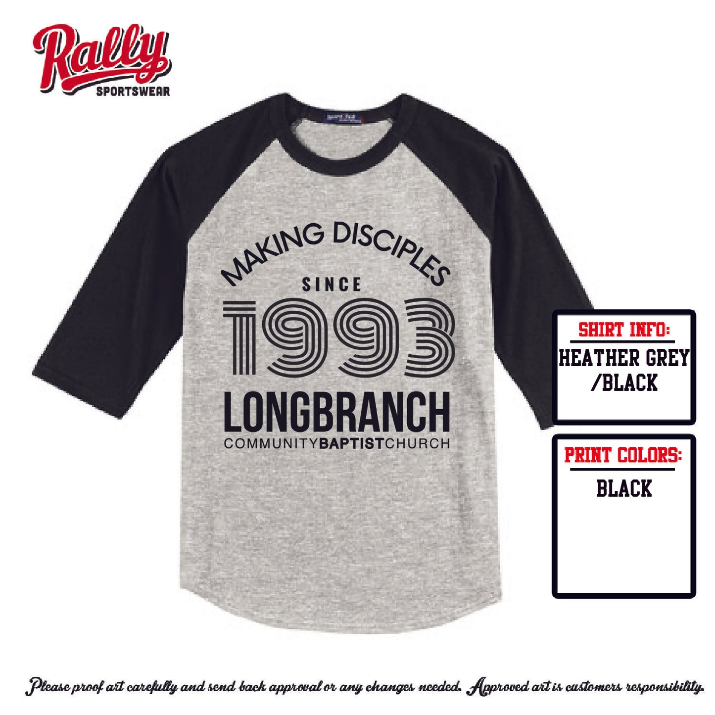 LCBC25 - 1993 Tee - Raglan 3/4 Tee