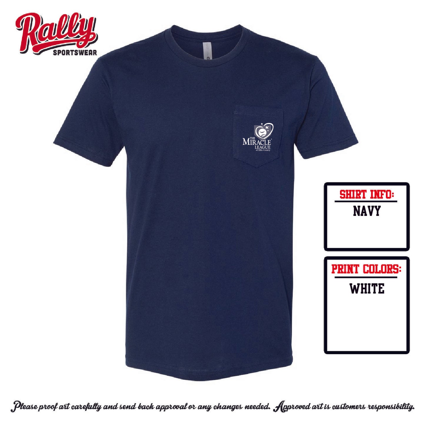 MLEC25 - Miracle League Pocket Tee - Navy