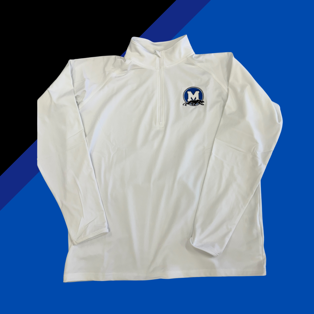 White Midlothian 1/4 zip Embroidered Pullover