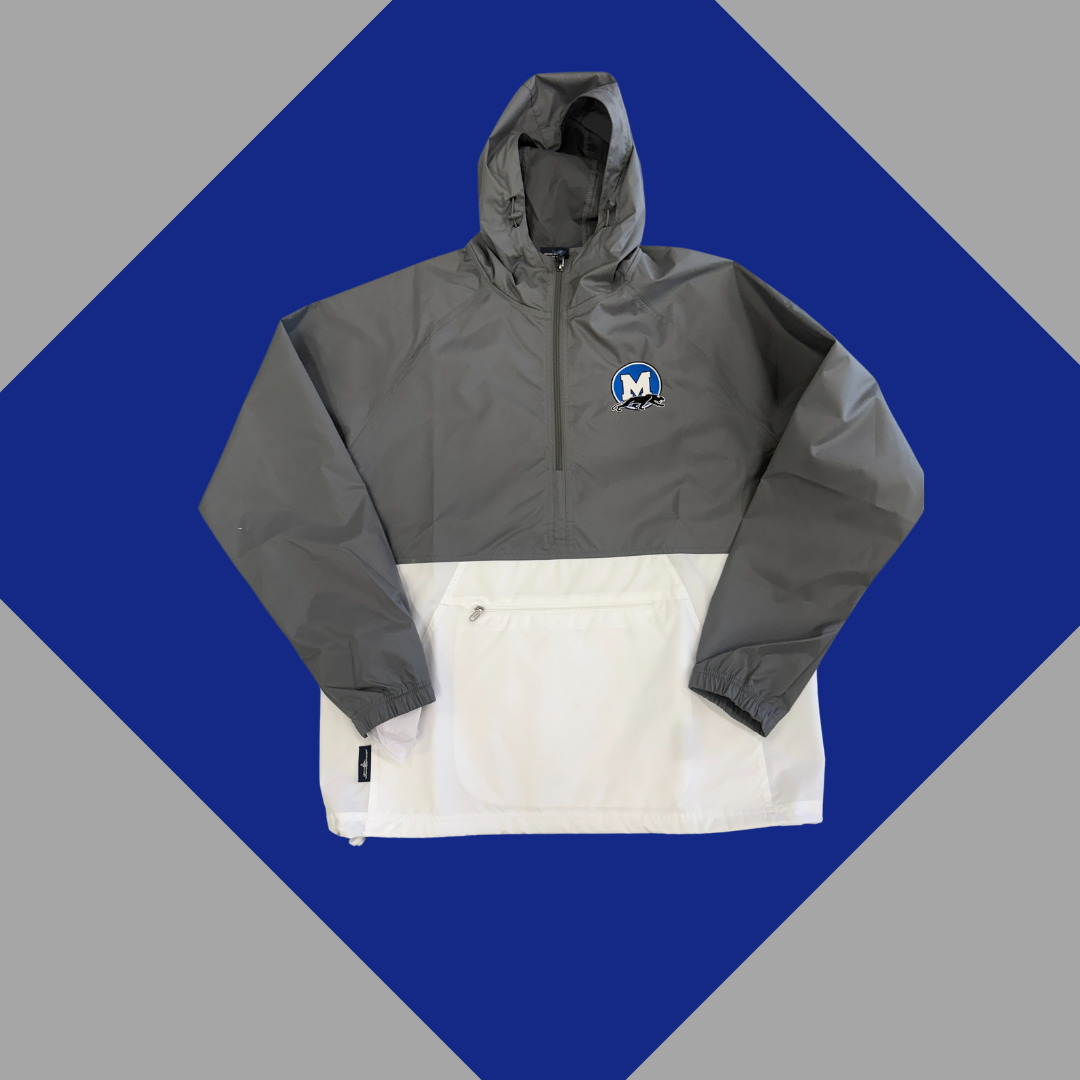 Grey/ White Midlothian Embroidered Windbreaker