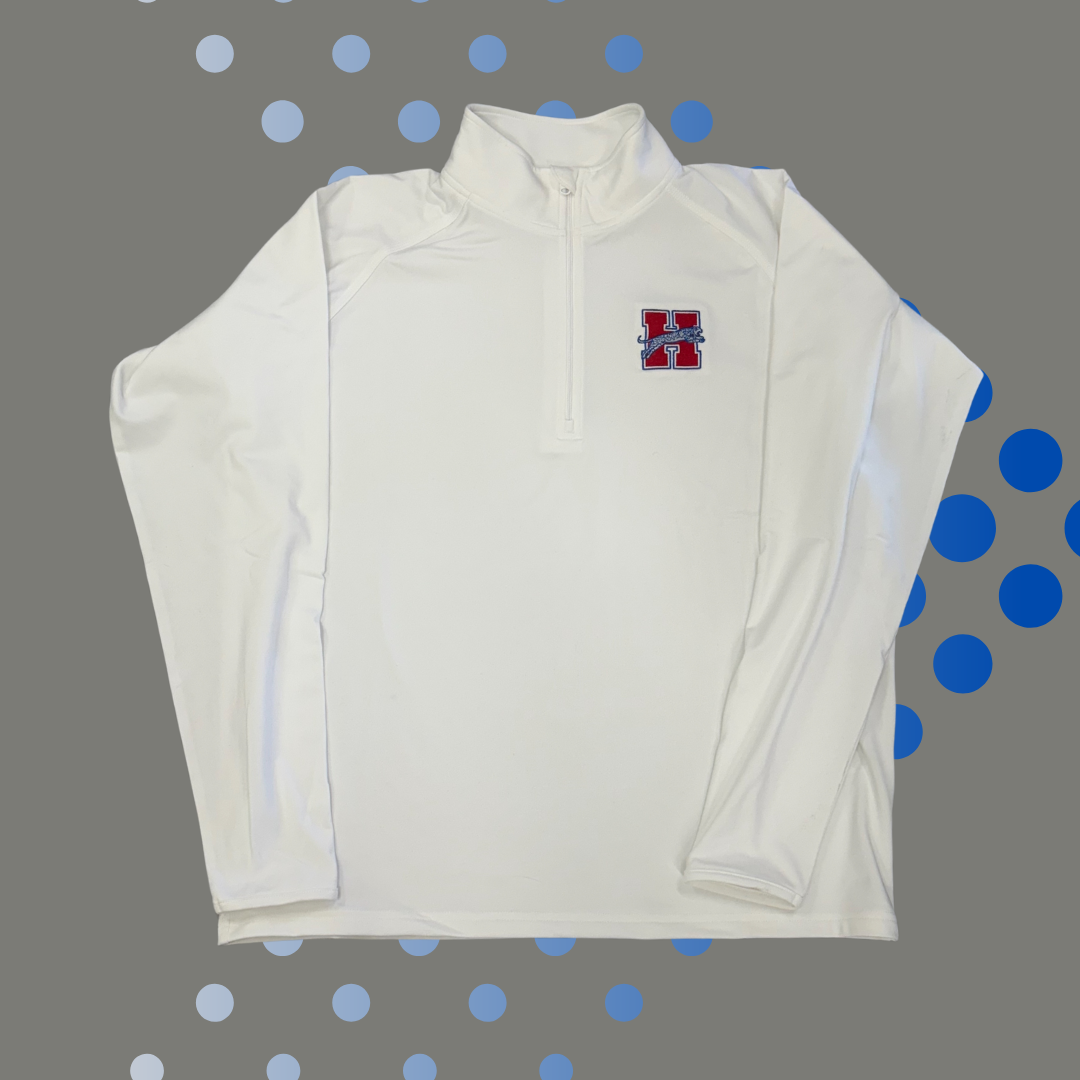 White Heritage 1/4 zip Embroidered Pullover
