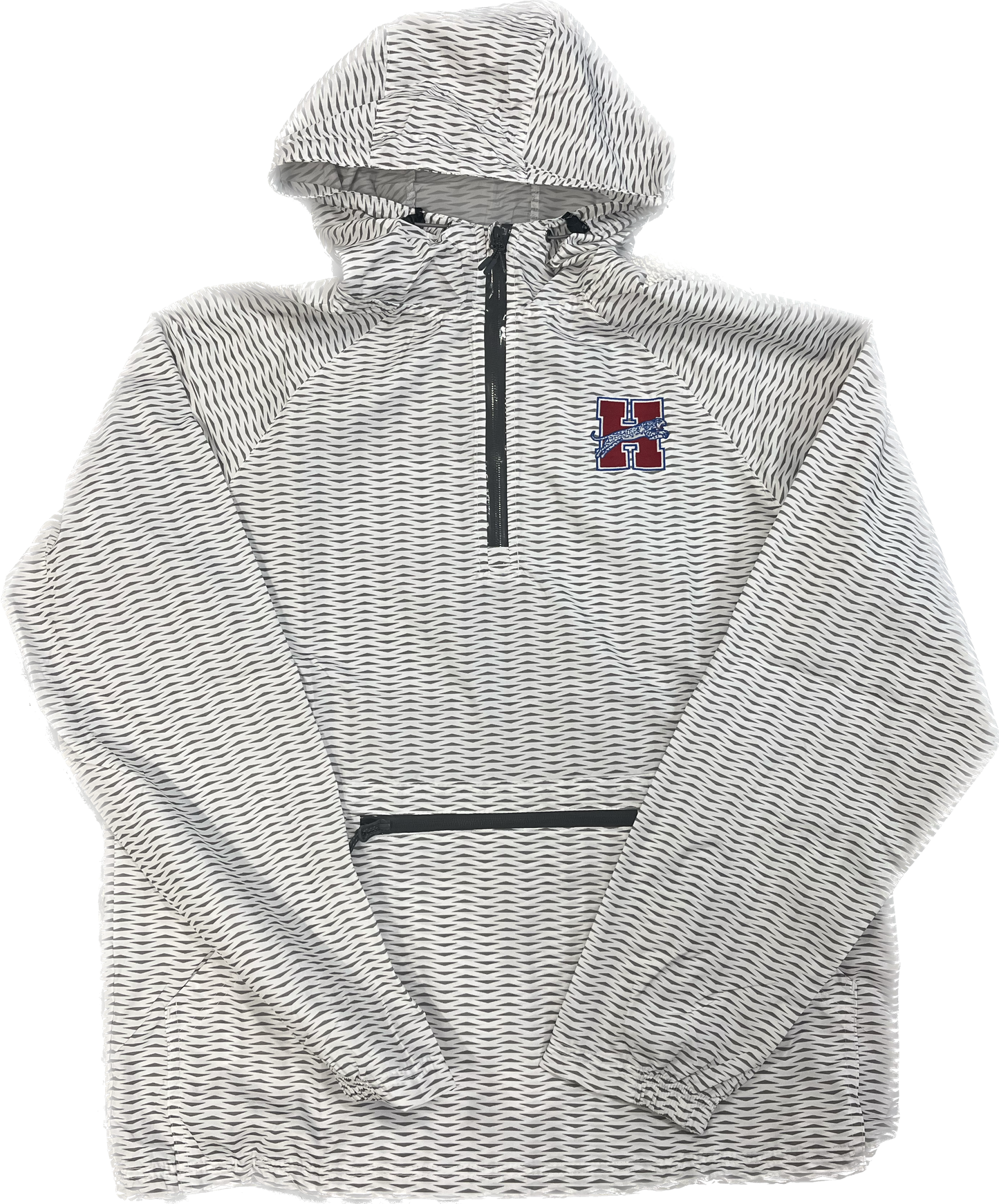 Patterned White Heritage Embroidered Windbreaker
