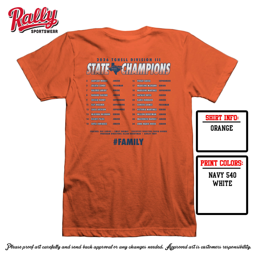 BPLSTATE26 -  CHAMPIONS Tee Cotton - Orange