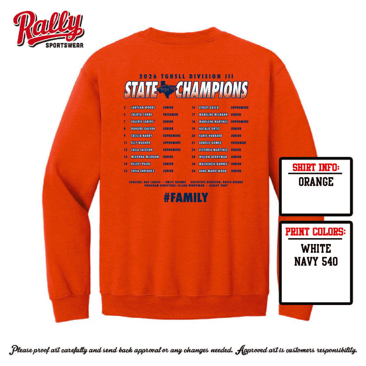 BPLSTATE26 - CHAMPIONS Sweatshirt - Orange