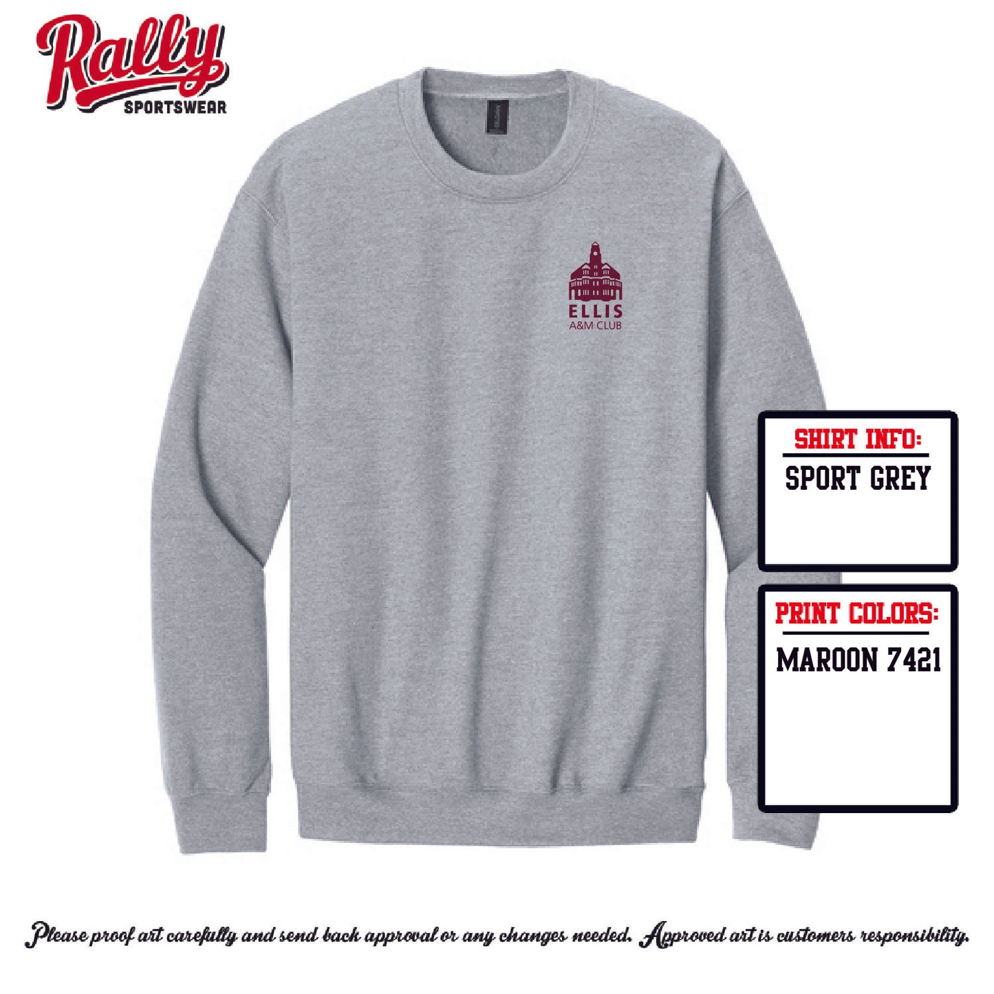EAMC25 - Ellis A&M Club - Sport Grey Crewneck