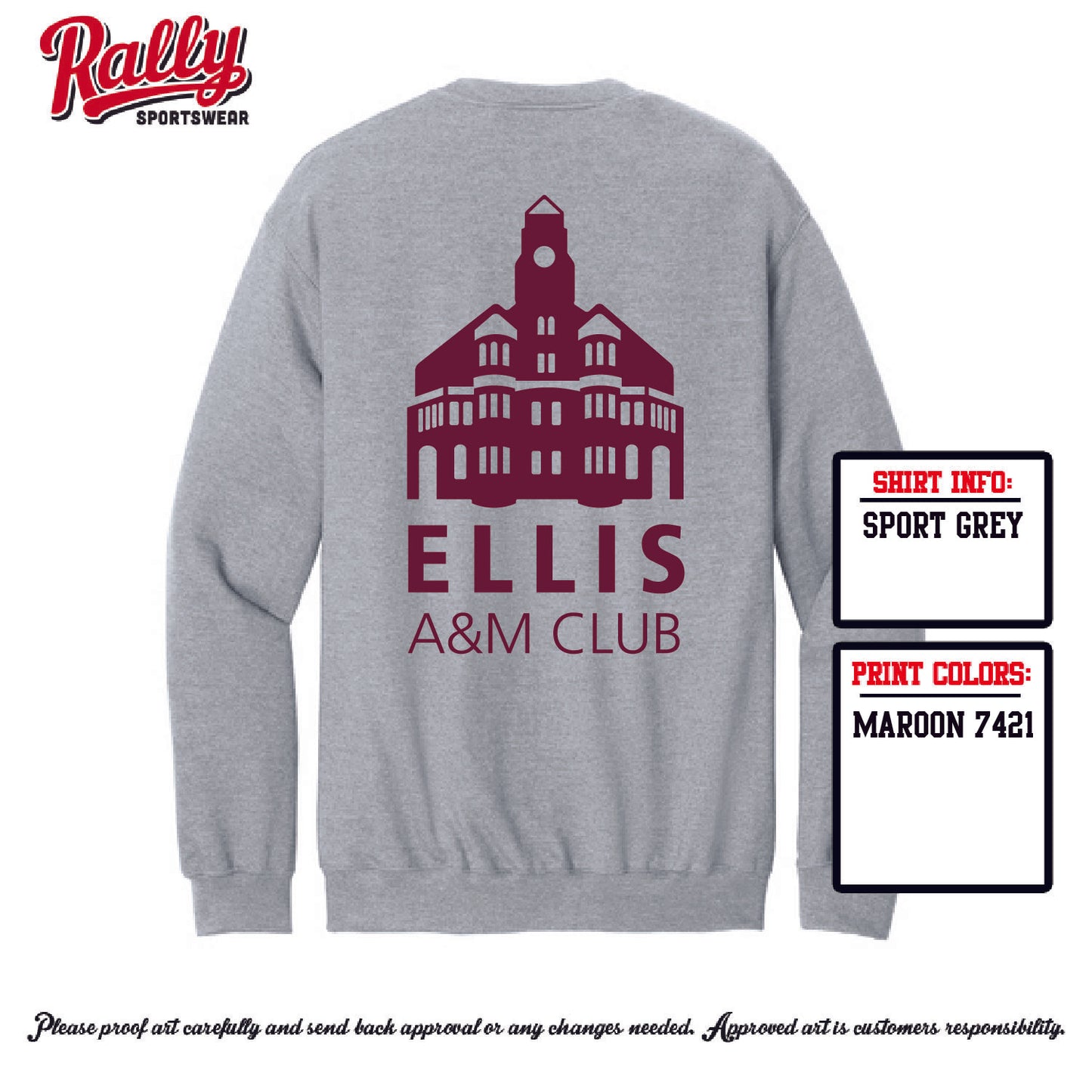 EAMC25 - Ellis A&M Club - Sport Grey Crewneck