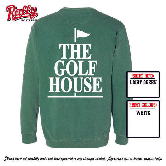 TGH25 -The Golf House - Light Green Comfort Color Crew - Adult