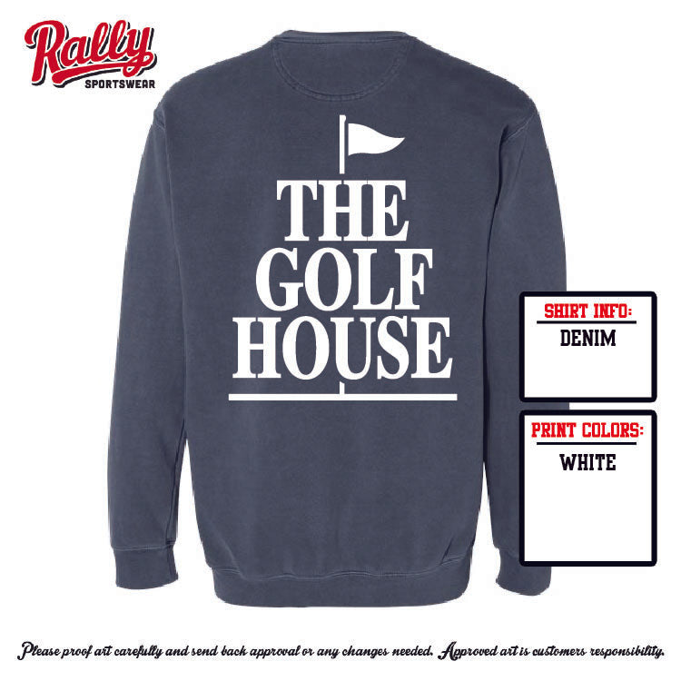 TGH25 -The Golf House - Denim Comfort Color Crew - Adult