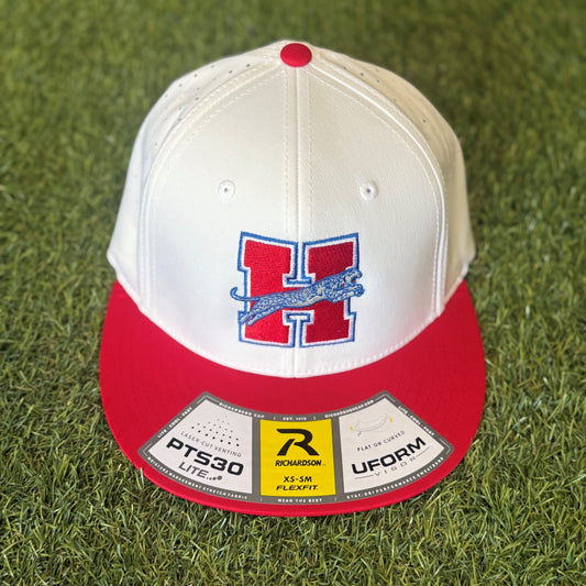 HHS WHITE with RED Bill Fitted