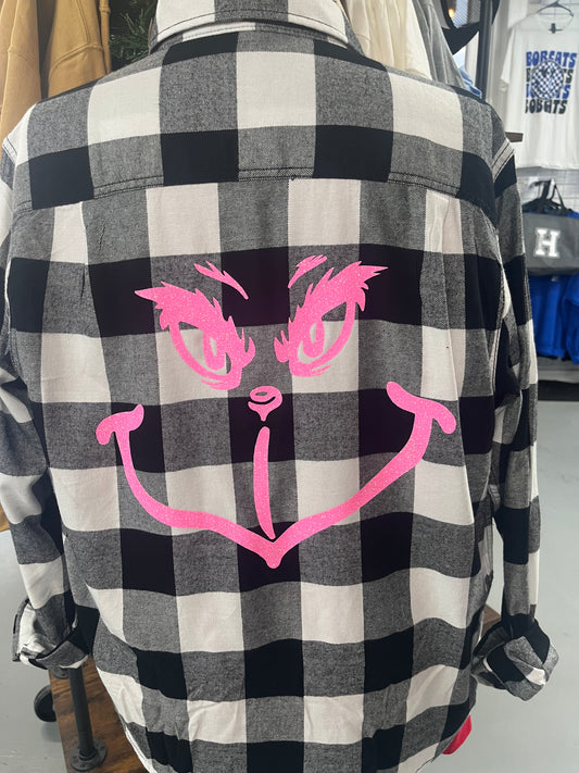 Christmas Grinch Flannel (White)