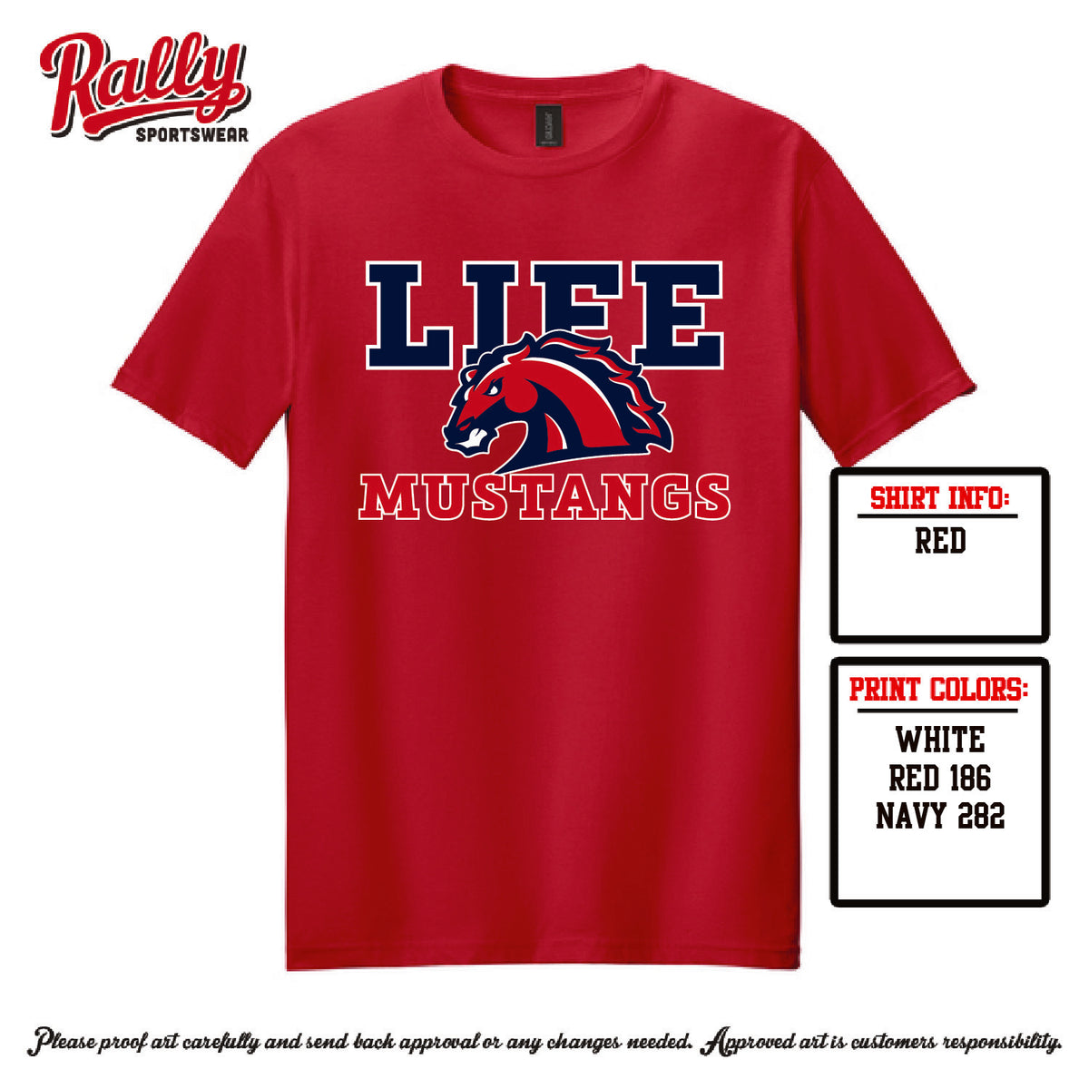 LMSW26 - Mustang Red SS Tee (Various Material)