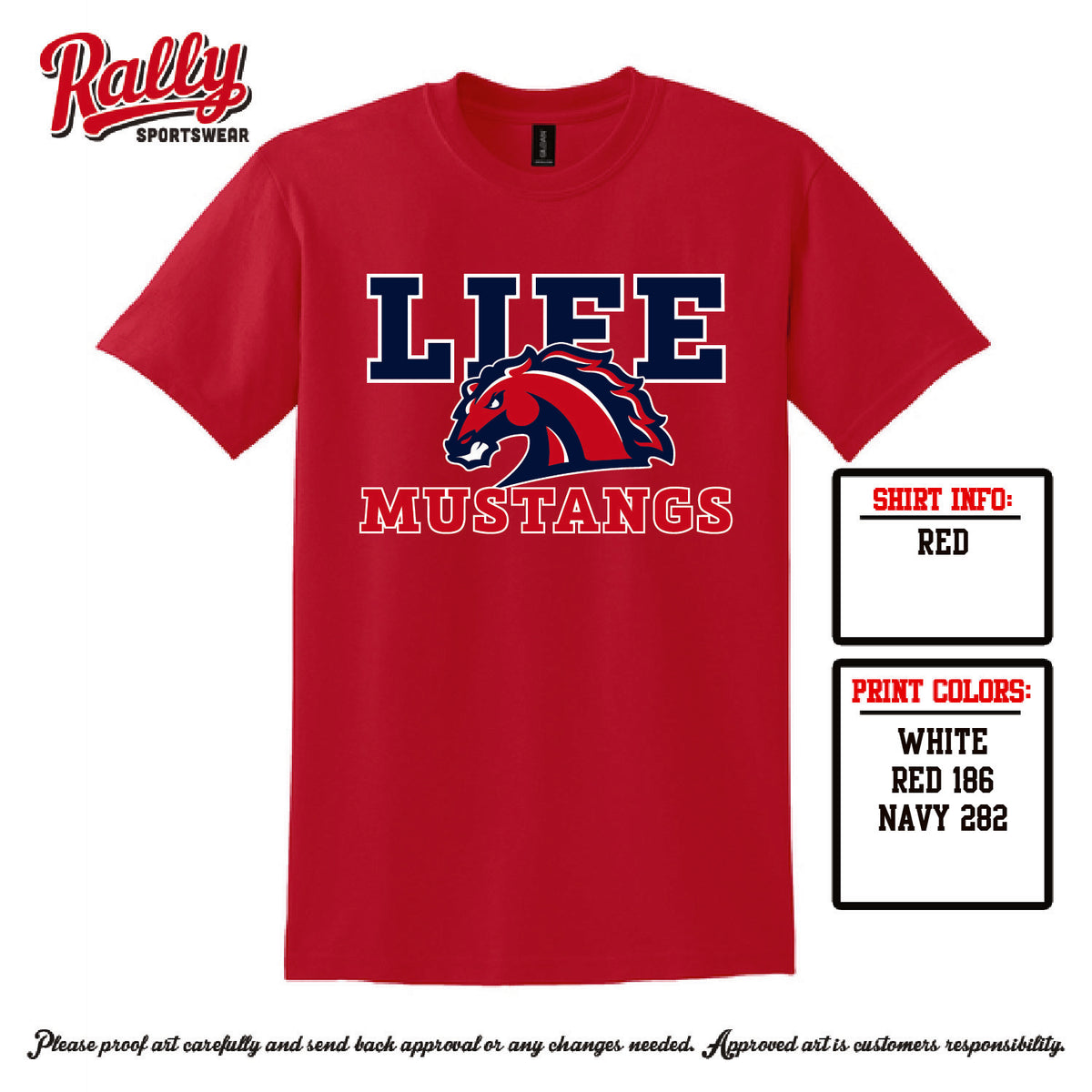 LMSW26 - Mustang Red SS Tee (Various Material)