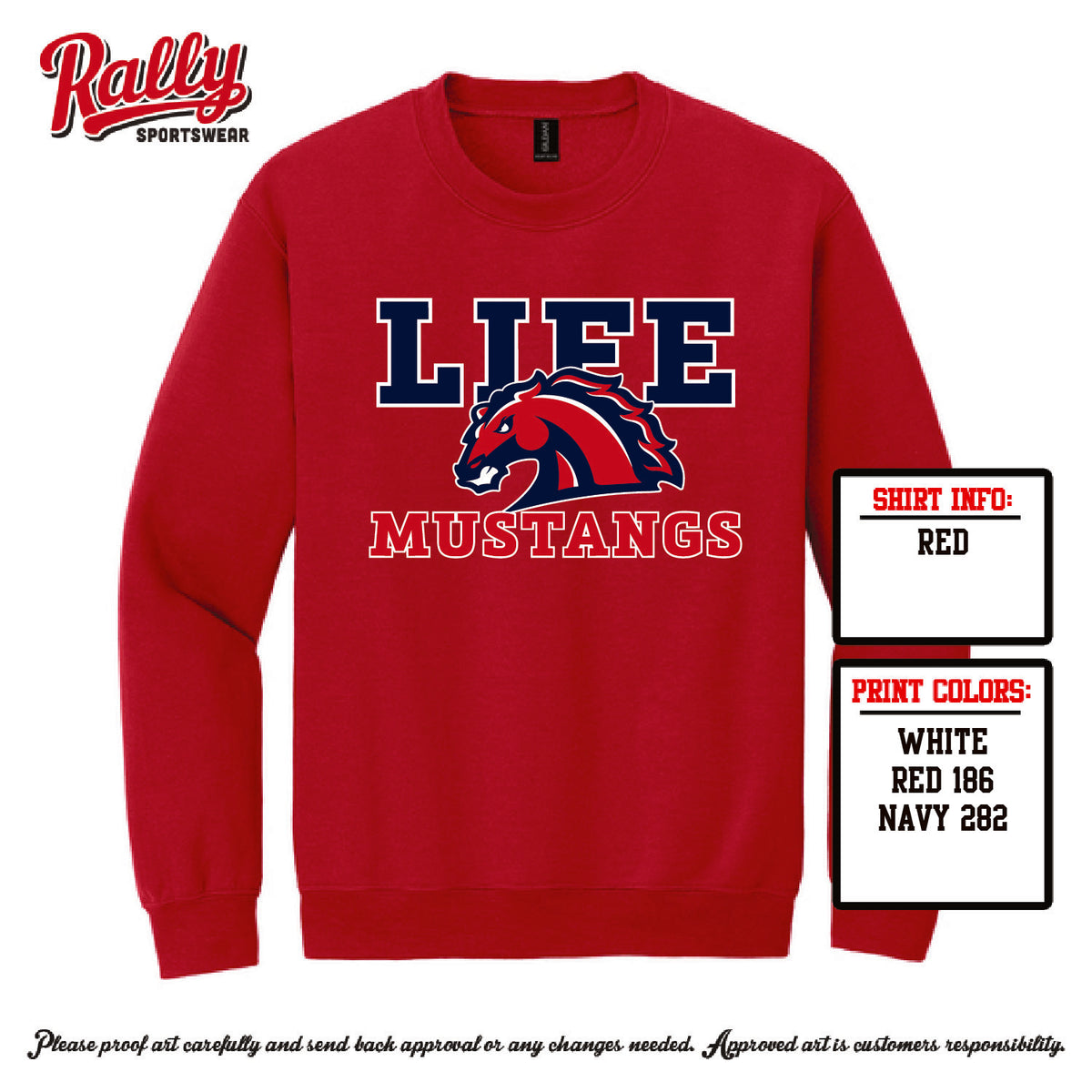 LMSW26 - Mustang Red Sweatshirt (Various Material)