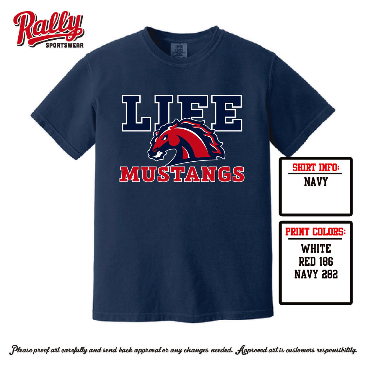 LMSW26 - Mustang Navy SS Tee (Various Material)