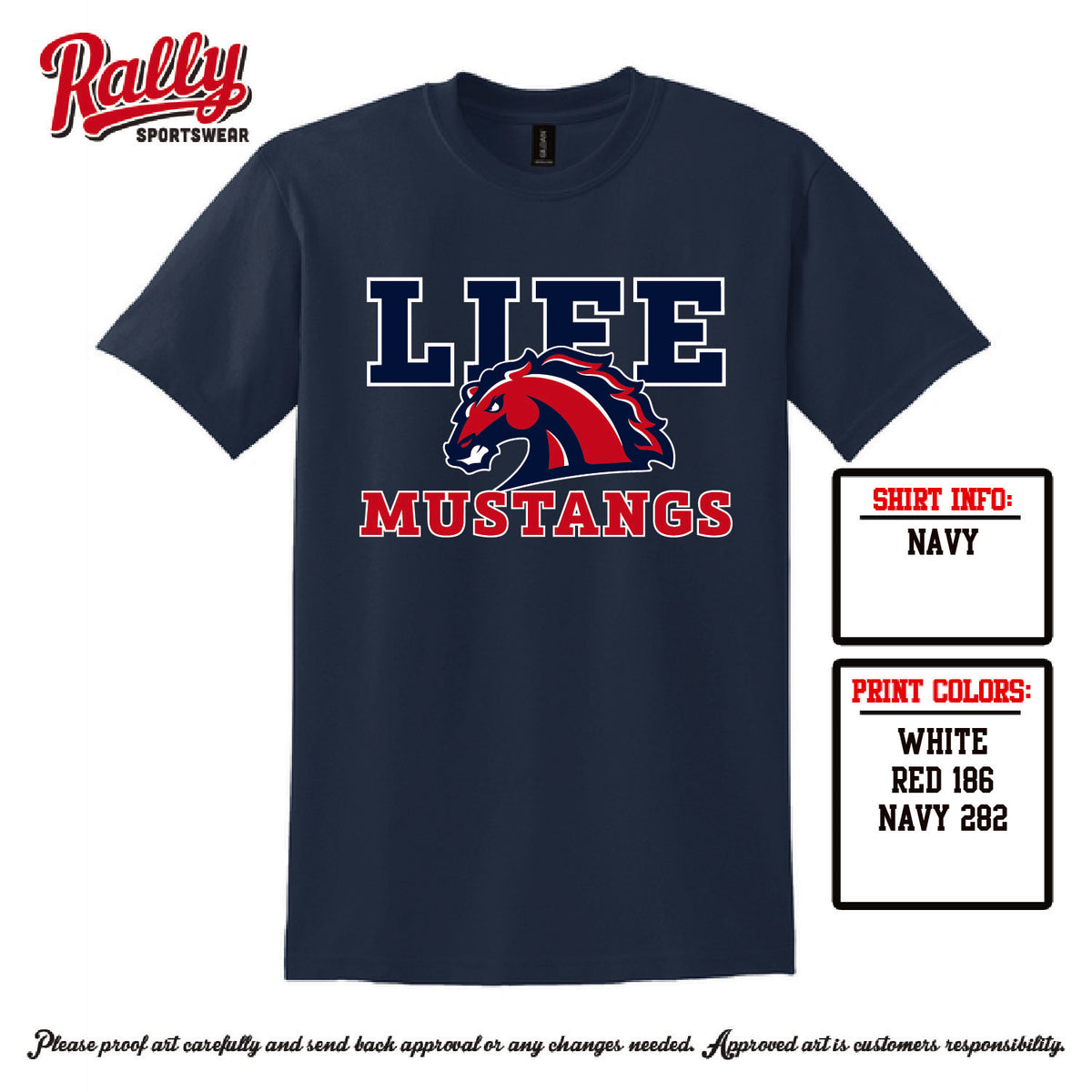 LMSW26 - Mustang Navy SS Tee (Various Material)