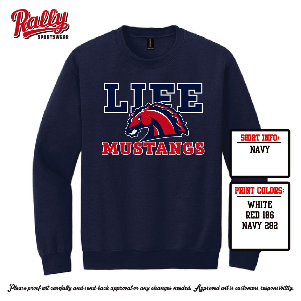 LMSW26 - Mustang Navy Sweatshirt (Various Material)