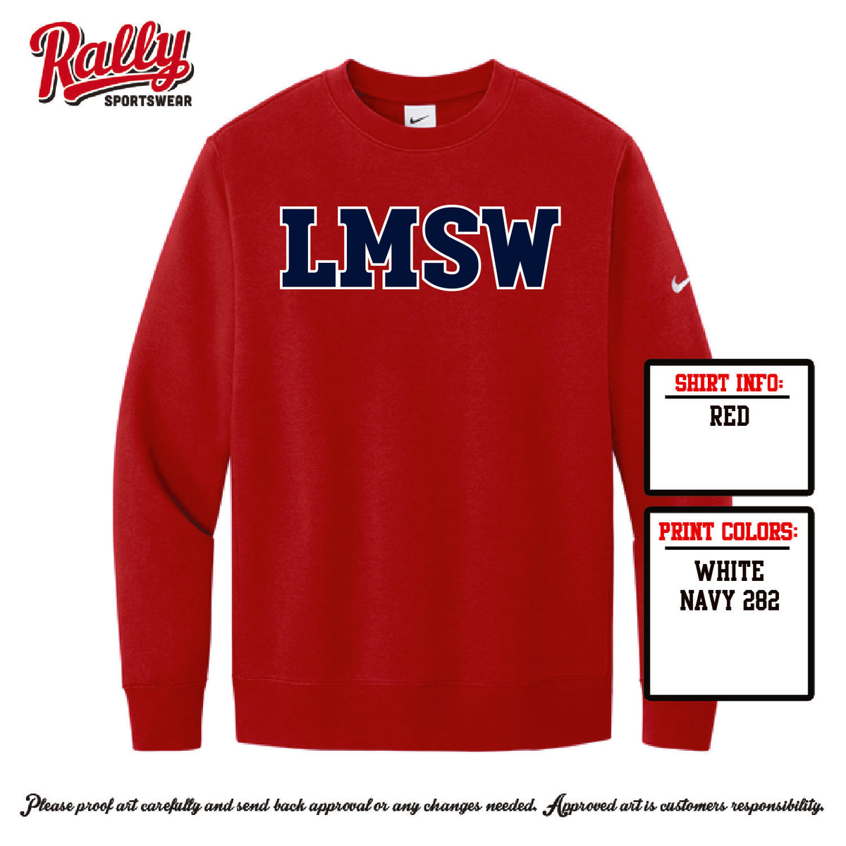 LMSW26 - LMSW Red Sweatshirt (Various Material)