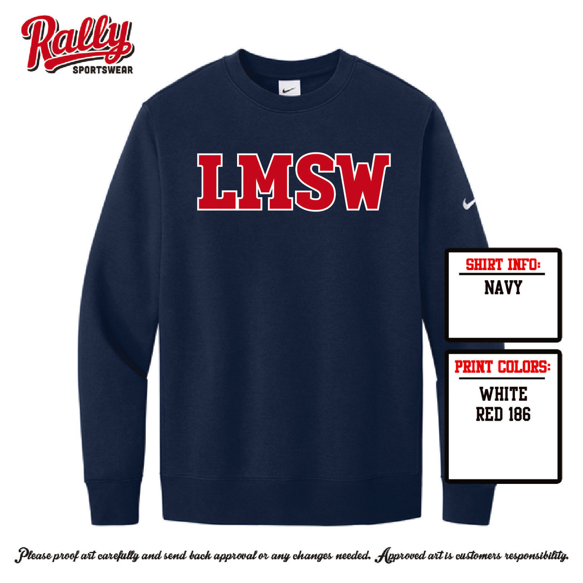LMSW26 - LMSW Navy Sweatshirt (Various Material)