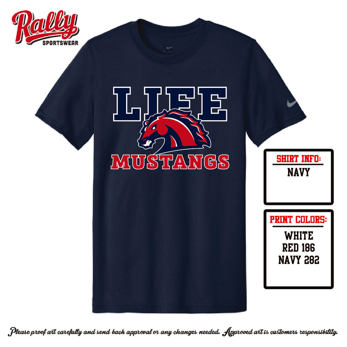 LMSW26 - Mustang Navy SS Tee (Various Material)