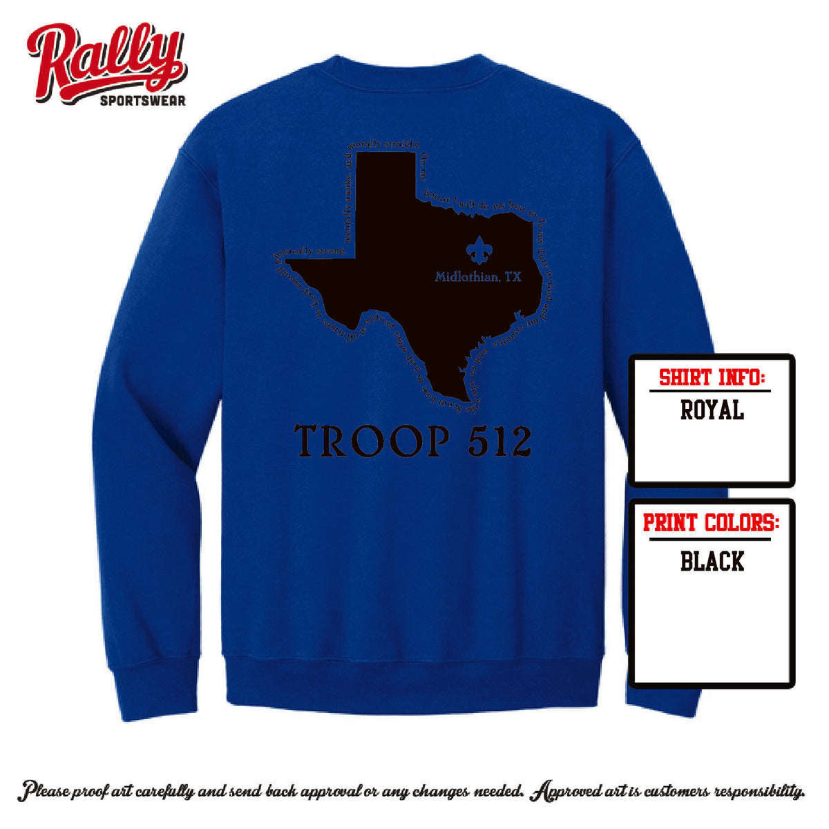 BSA512 - Troop 512 Sweatshirt (Various Colors)
