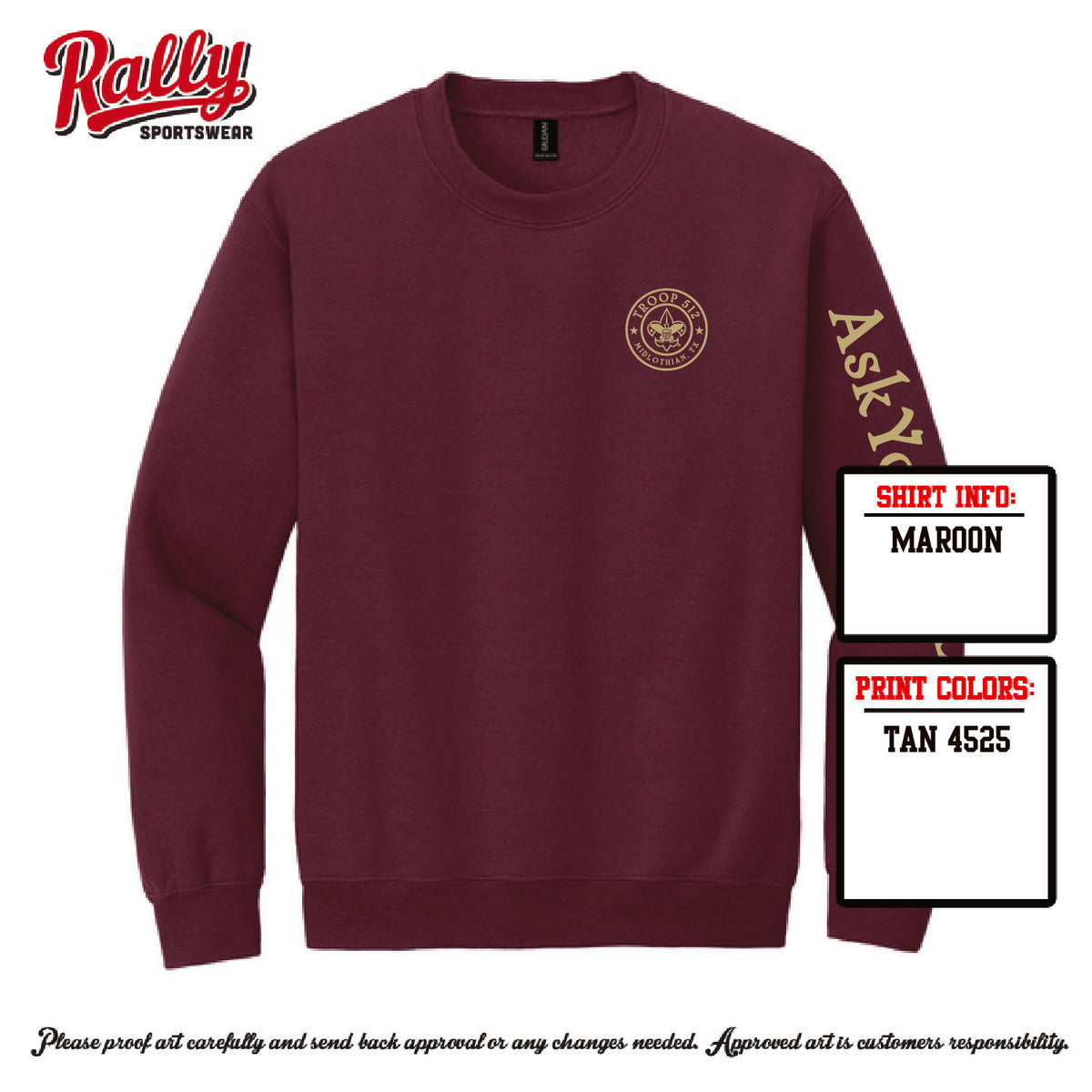BSA512 - Troop 512 Sweatshirt (Various Colors)