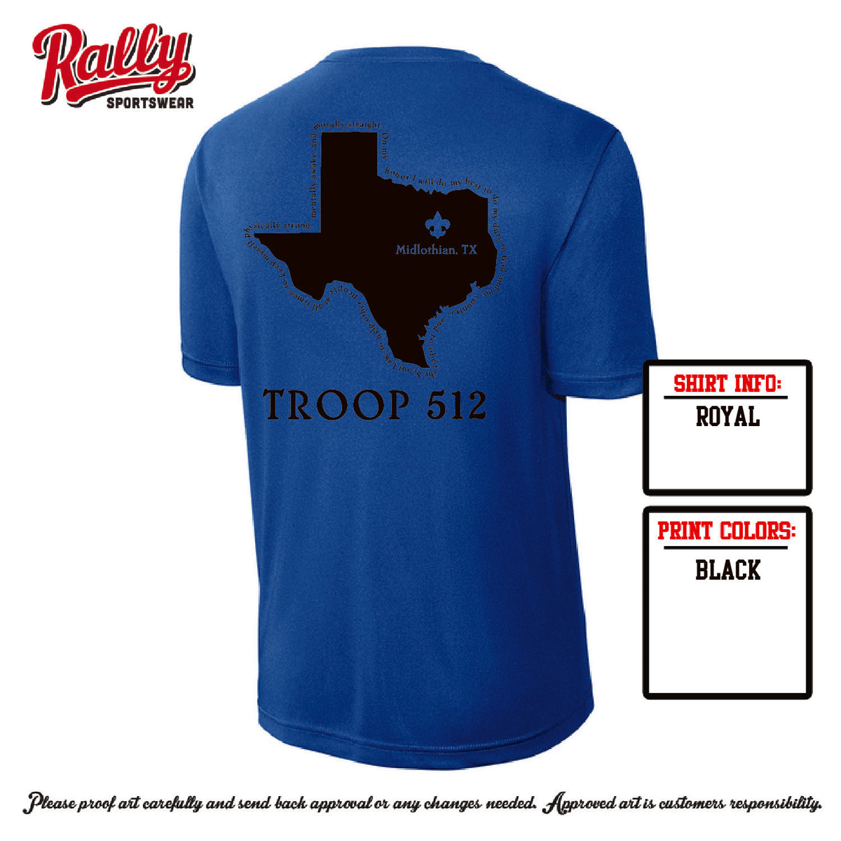 BSA512 - Troop 512 Short Sleeve Dri Fit (Various Colors)