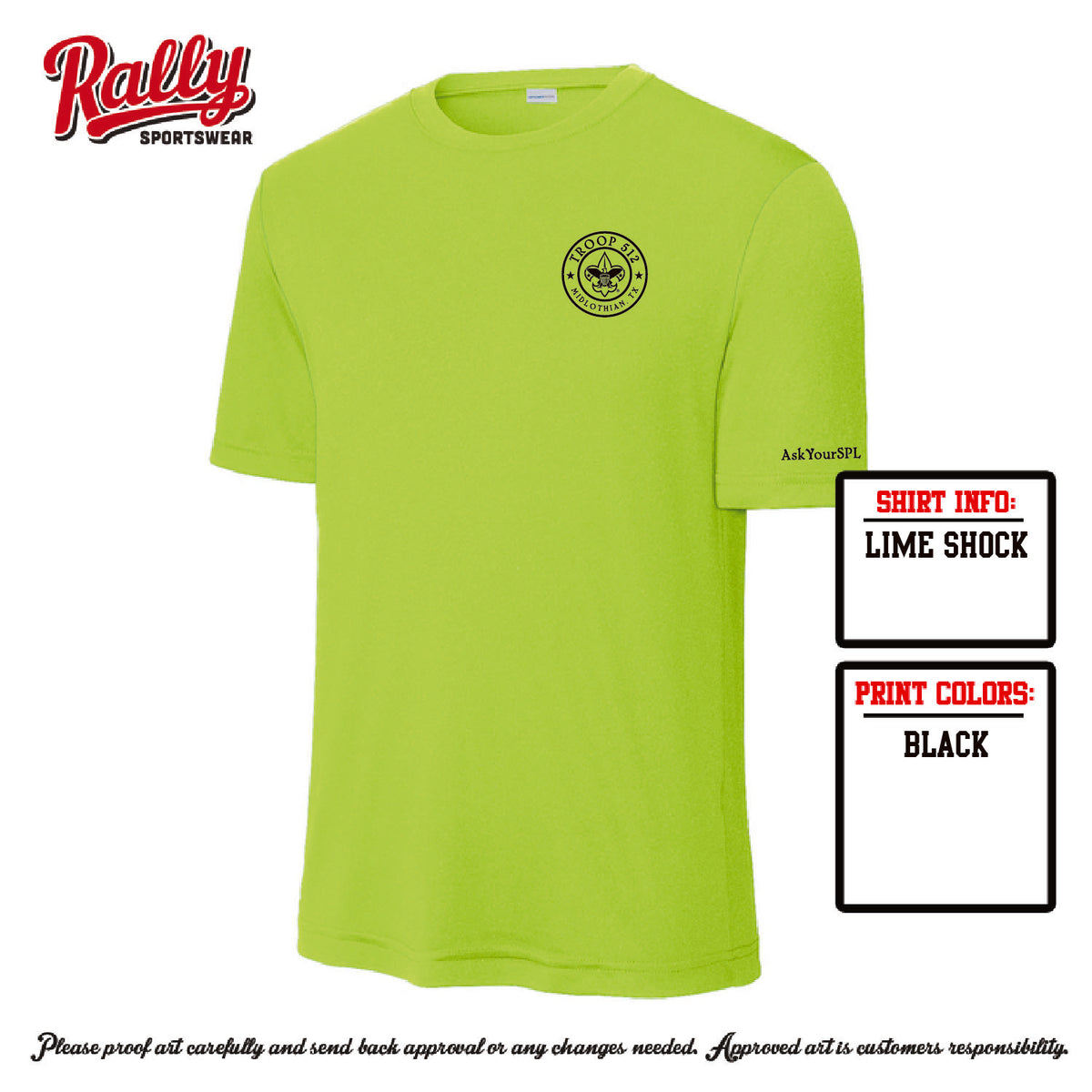BSA512 - Troop 512 Short Sleeve Dri Fit (Various Colors)