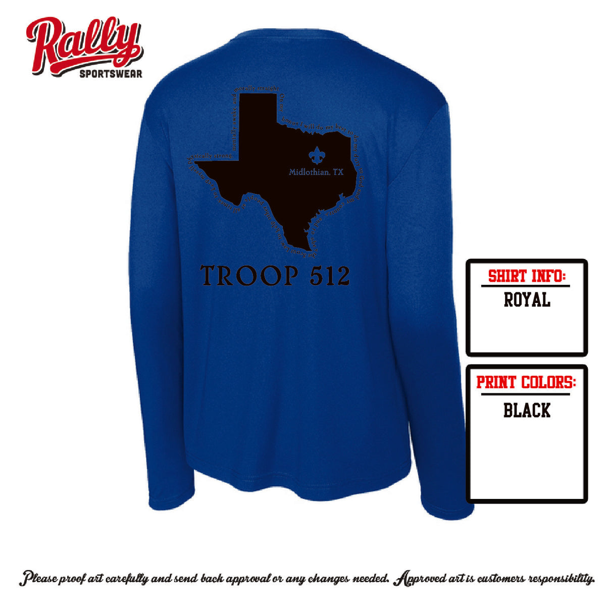 BSA512 - Troop 512 Long Sleeve Dri Fit (Various Colors)