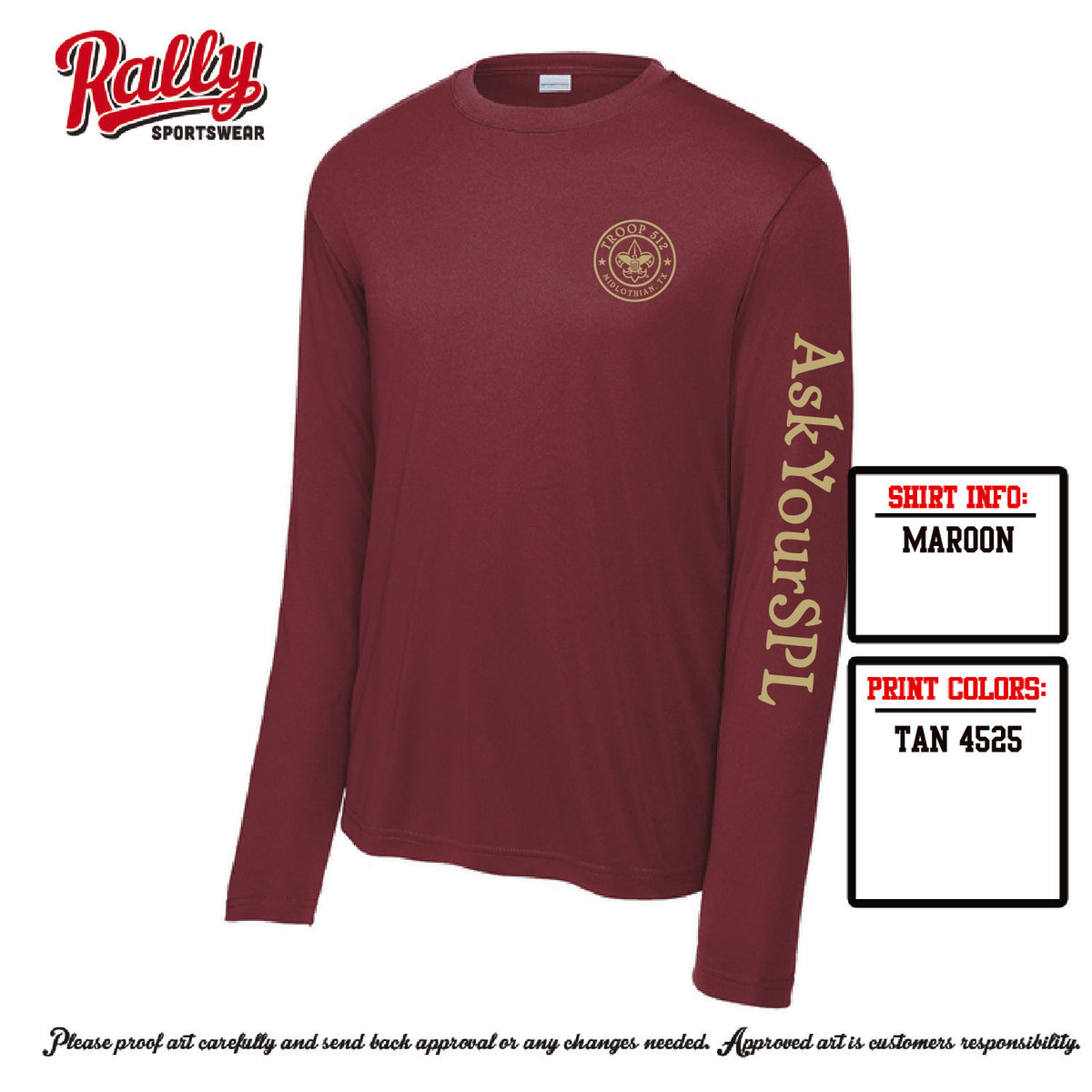 BSA512 - Troop 512 Long Sleeve Dri Fit (Various Colors)