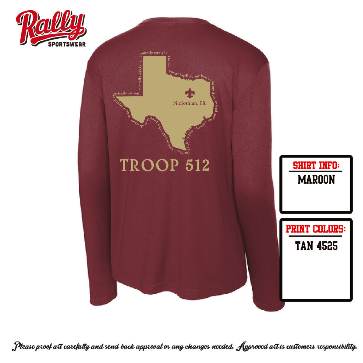 BSA512 - Troop 512 Long Sleeve Dri Fit (Various Colors)