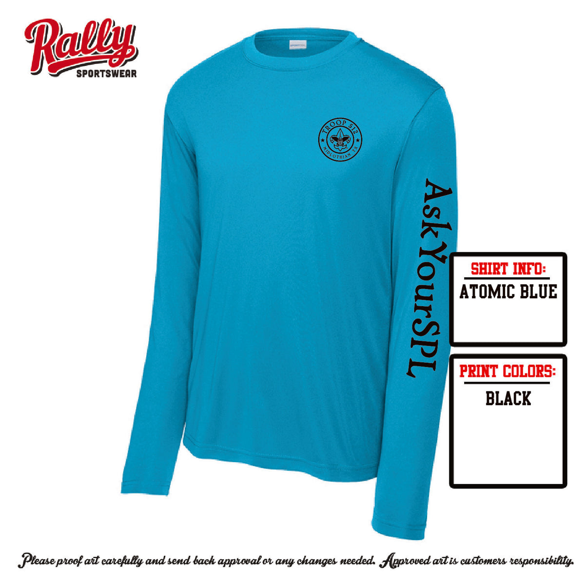 BSA512 - Troop 512 Long Sleeve Dri Fit (Various Colors)