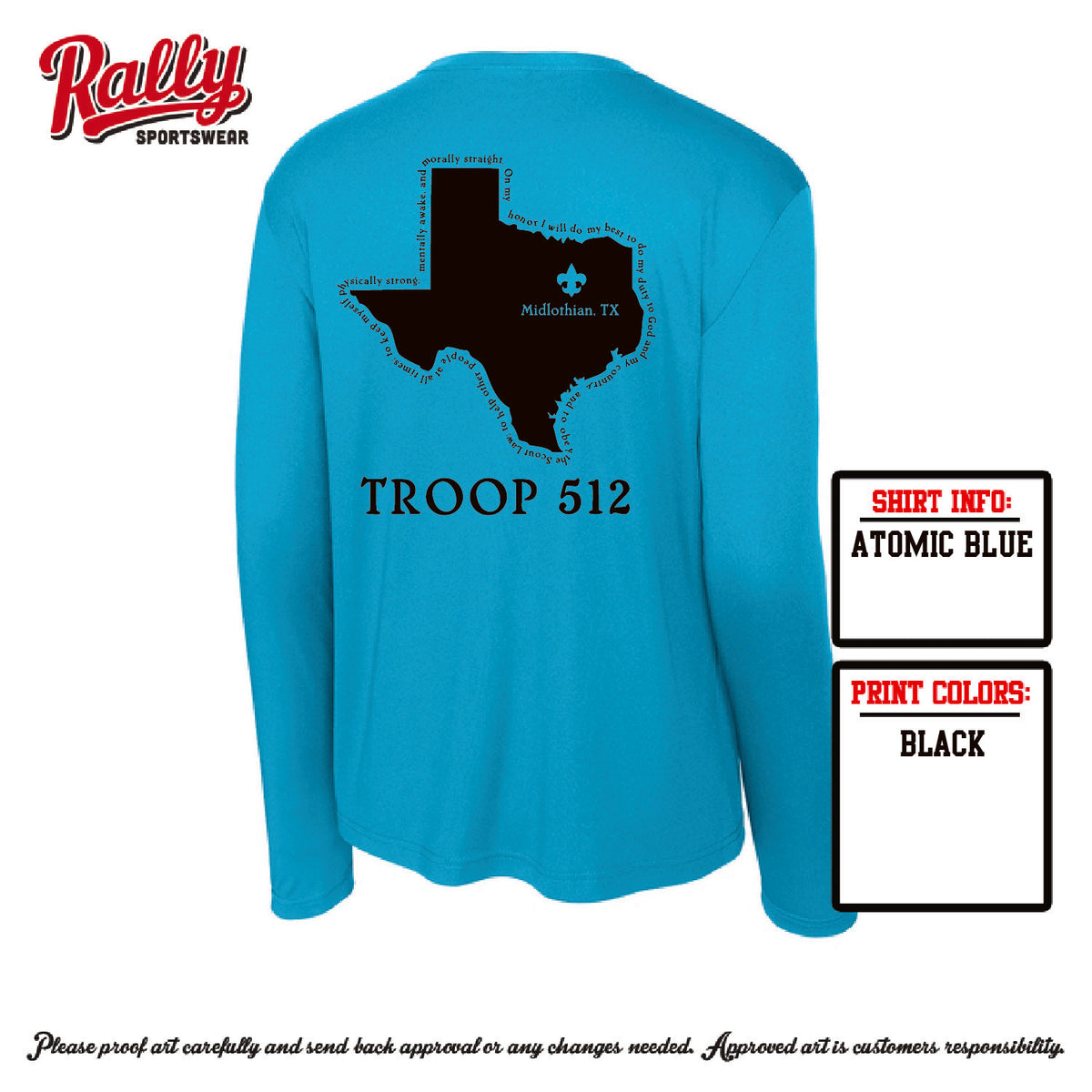 BSA512 - Troop 512 Long Sleeve Dri Fit (Various Colors)