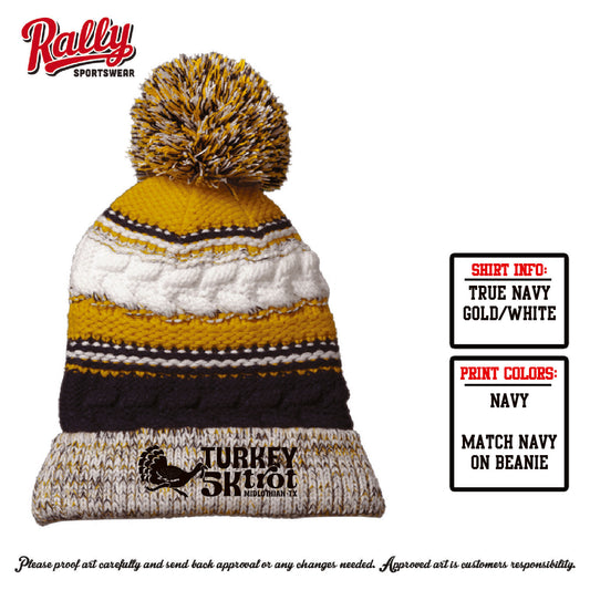 MTT26 - Midlothian Turkey Trot Stripe Pom Beanie