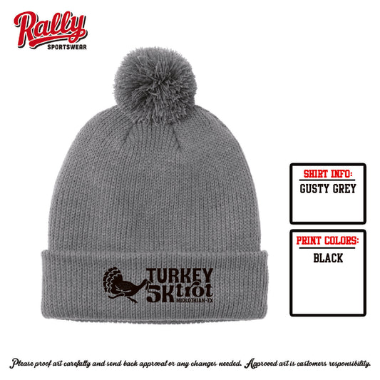 MTT26 - Midlothian Turkey Trot Grey Pom Beanie