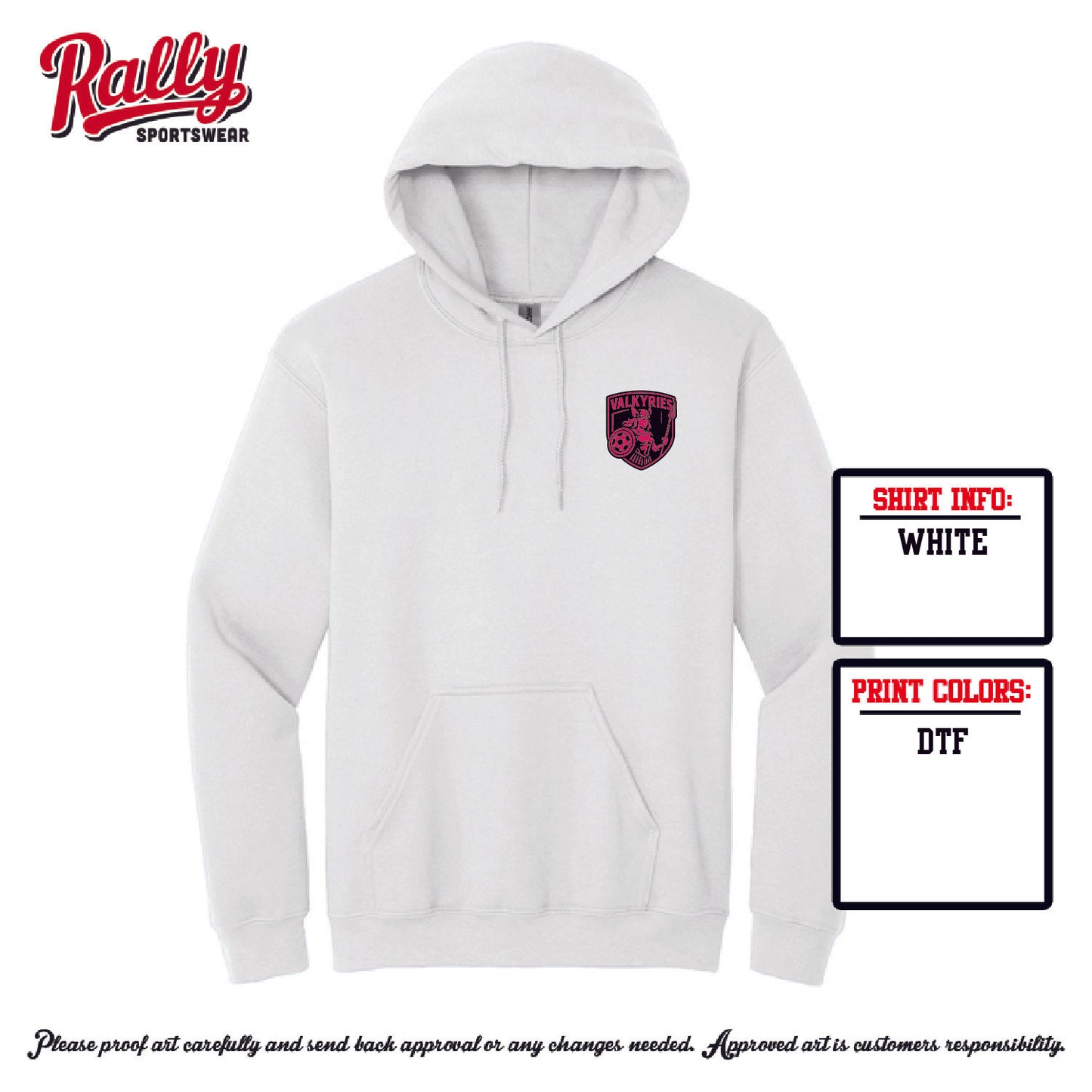 VAL -  PINK FAN HOODIE Left Chest (multiple colors)