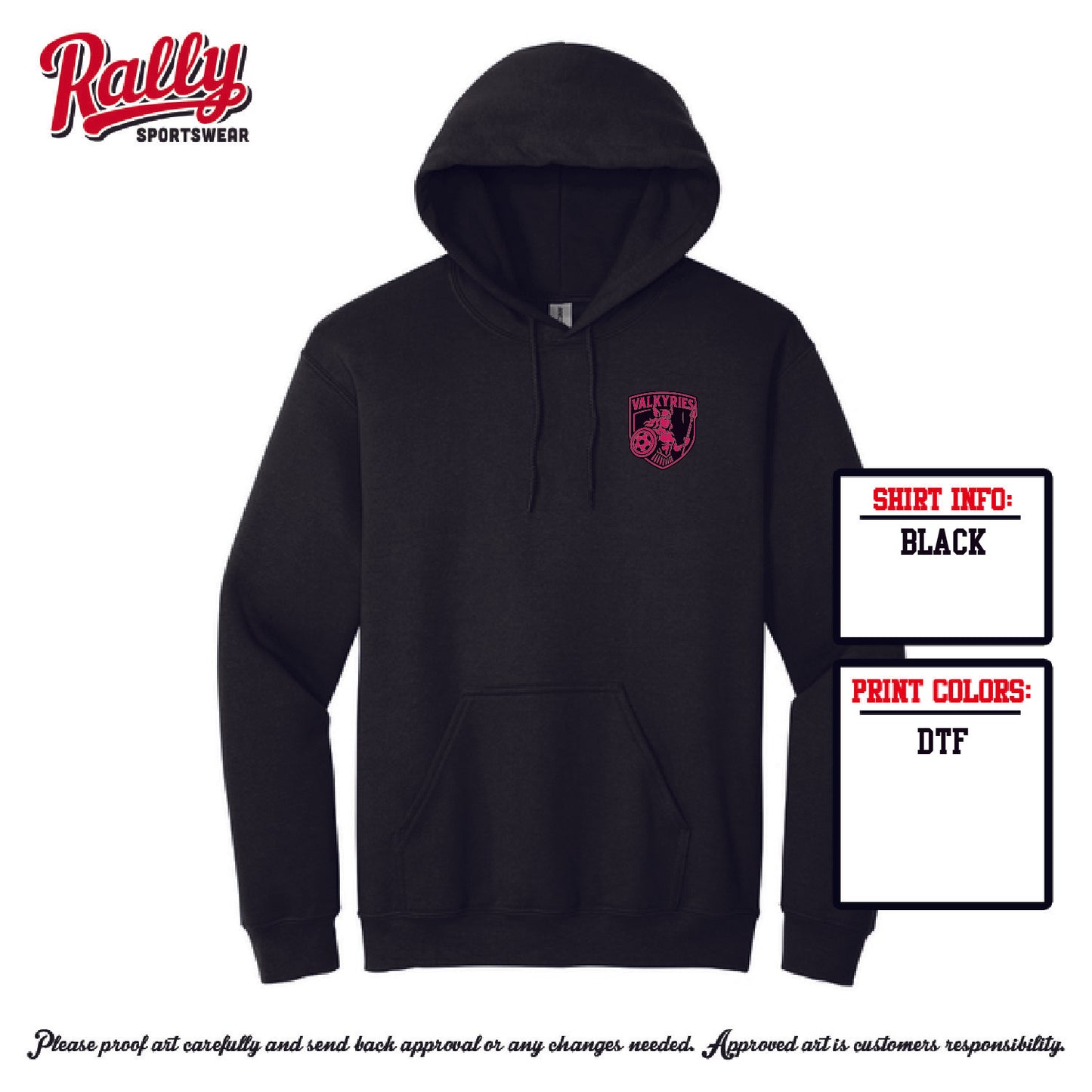 VAL -  PINK FAN HOODIE Left Chest (multiple colors)