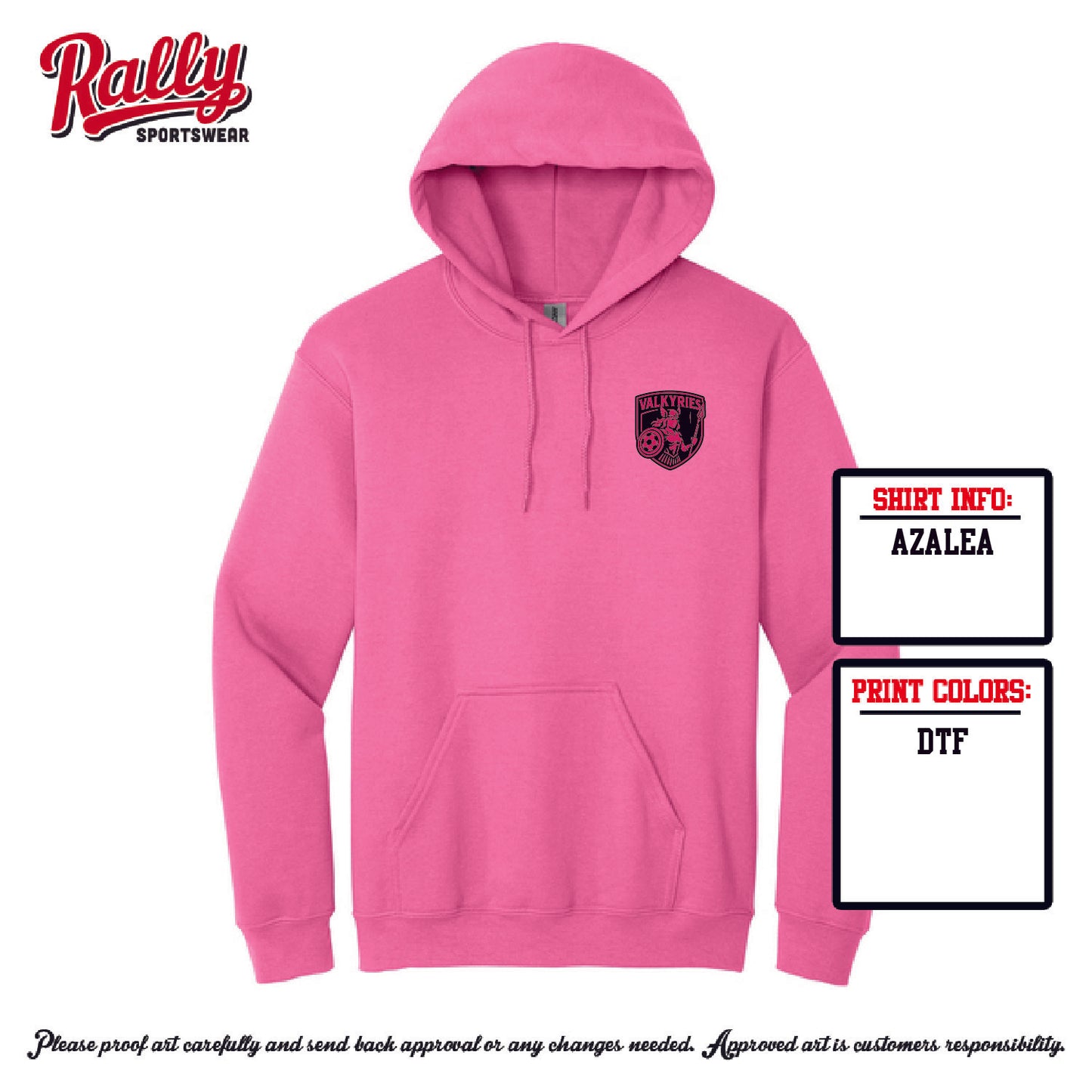 VAL -  PINK FAN HOODIE Left Chest (multiple colors)
