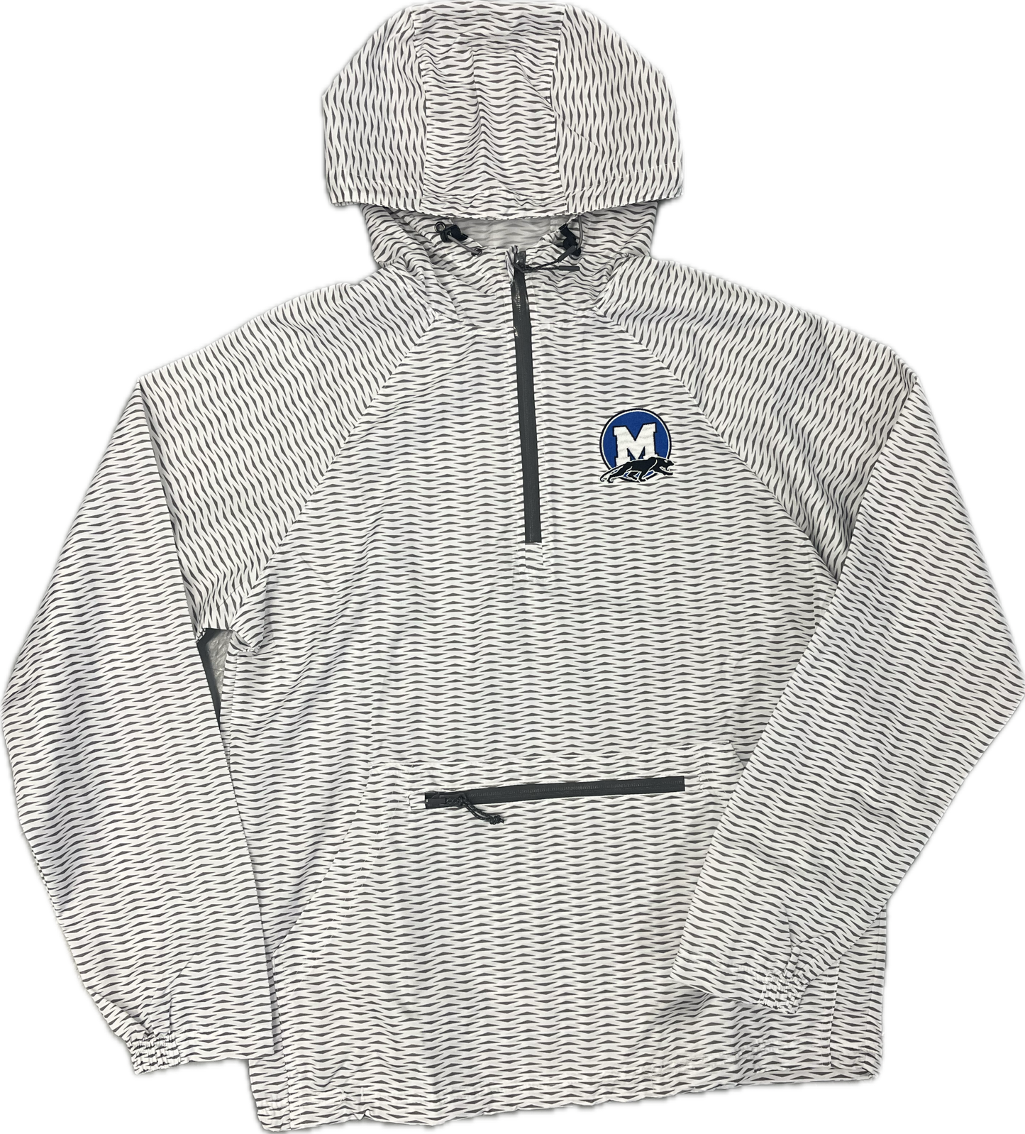 Patterned White Midlothian Embroidered Windbreaker