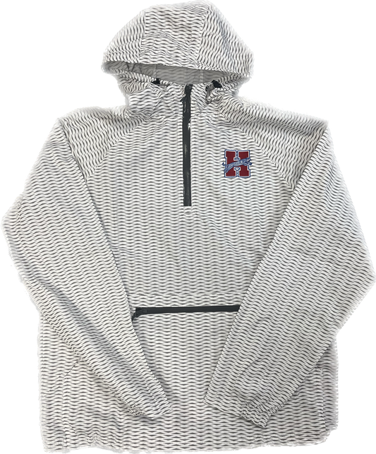 Patterned White Heritage Embroidered Windbreaker