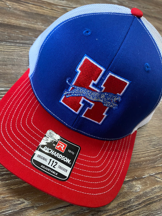 Heritage Red Blue and white mesh trucker hat
